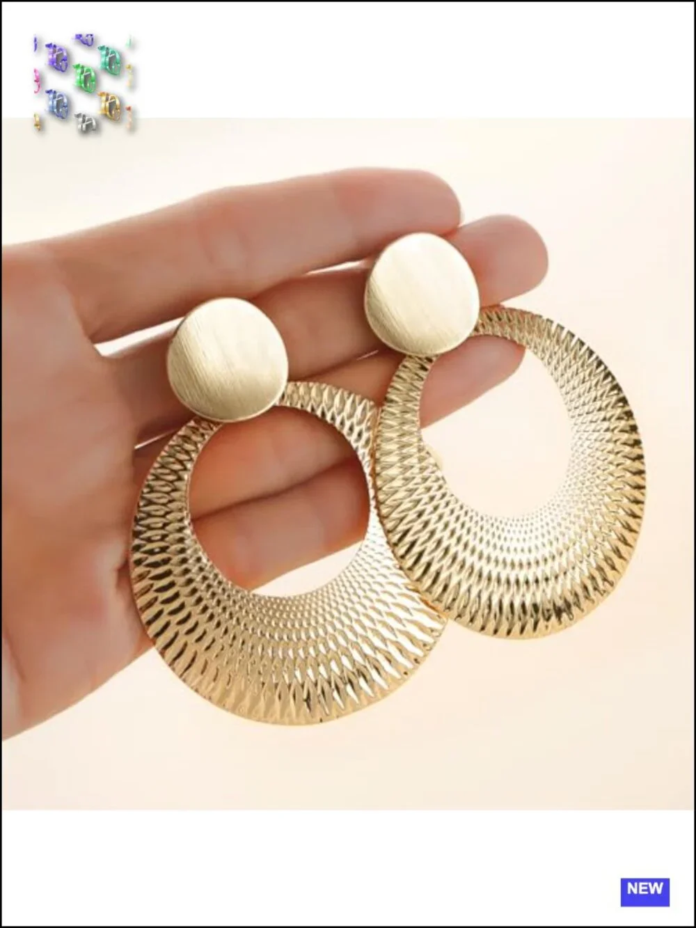 Big Drop Geometric Disc Dangle Earrings for Women Gold Plated Hypoallergenic